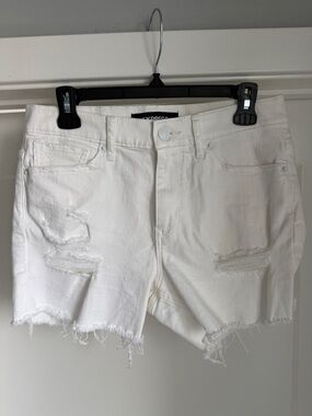 Express White Distressed Denim Jean Shorts